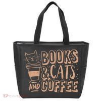 Books Cats And Coffee Lover Tote Bag thumb 0