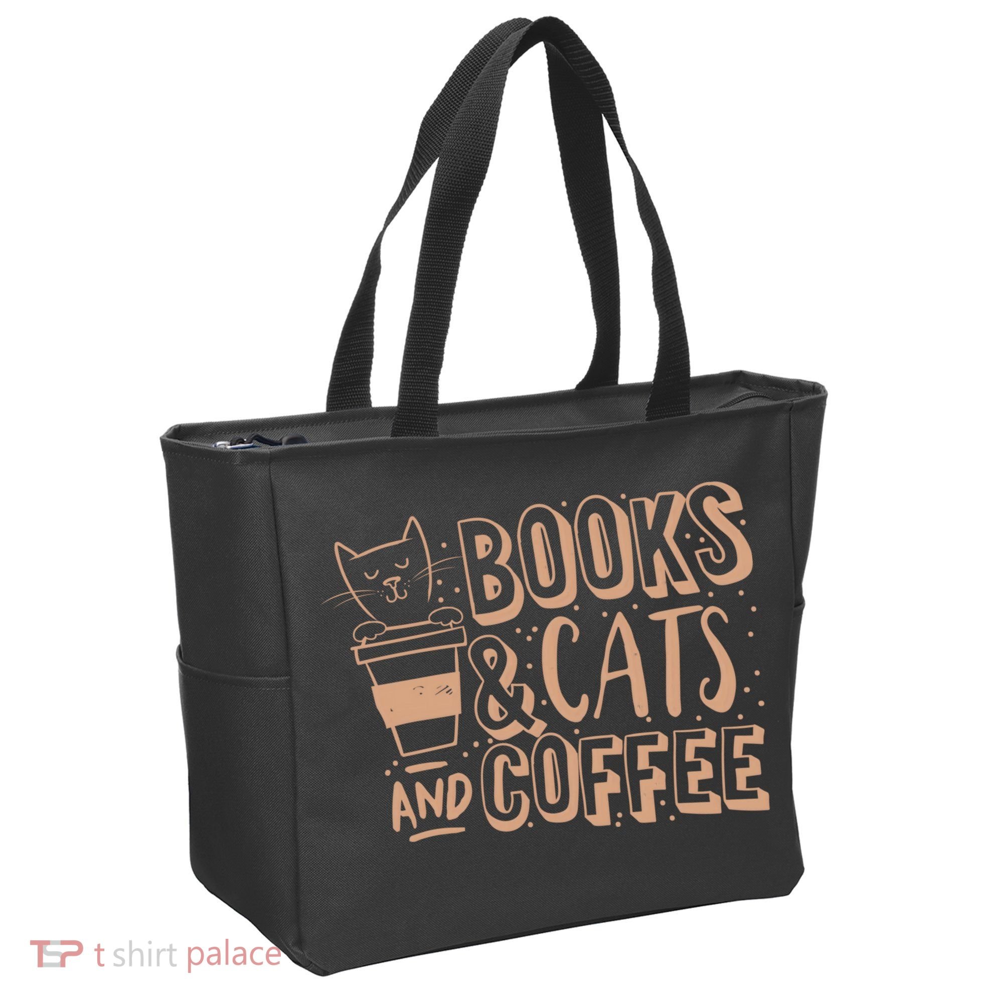 Books Cats And Coffee Lover Tote Bag
