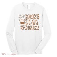 Books Cats And Coffee Lover Long Sleeve Shirt thumb 0