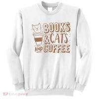Books Cats And Coffee Lover Sweatshirt thumb 0