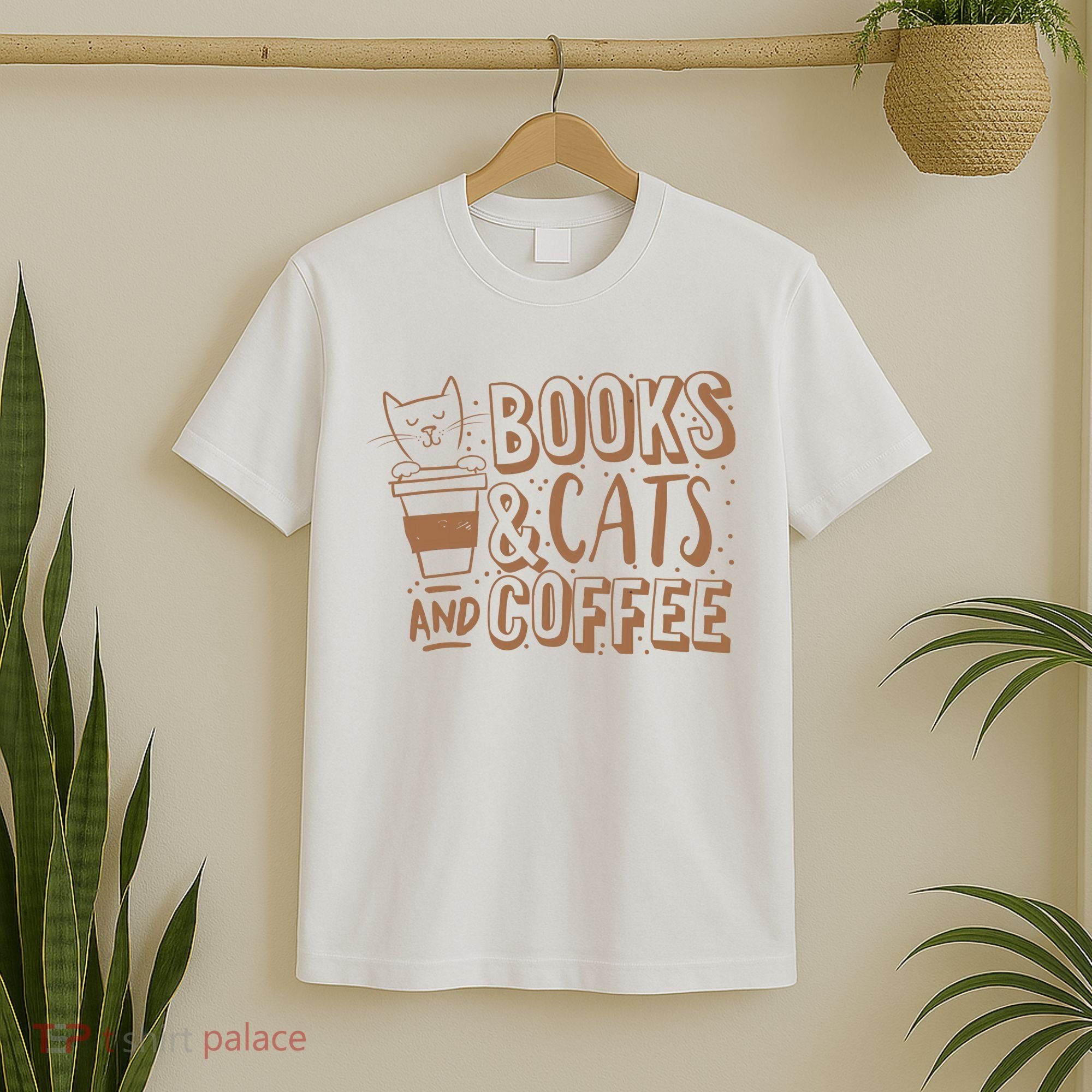 Books Cats And Coffee Lover T-Shirt