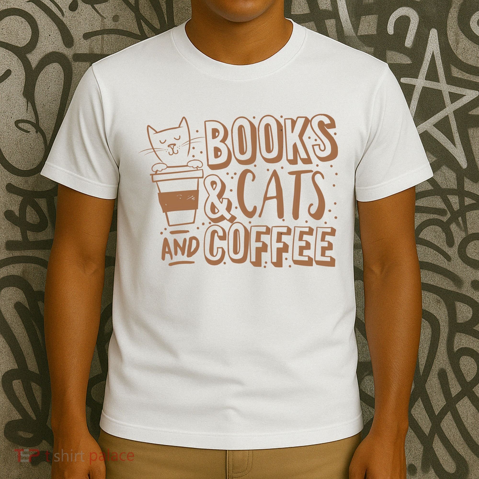 Books Cats And Coffee Lover T-Shirt