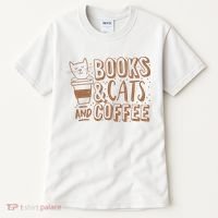 Books Cats And Coffee Lover Tall T-Shirt thumb 0