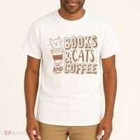 Books Cats And Coffee Lover Tall T-Shirt thumb 2