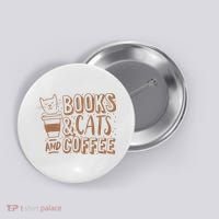 Books Cats And Coffee Lover Button thumb 0