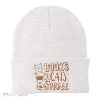 Books Cats And Coffee Lover Beanie thumb 0
