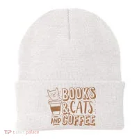 Books Cats And Coffee Lover Beanie thumb 0