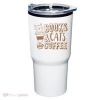 Books Cats And Coffee Lover Tumbler thumb 0