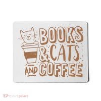 Books Cats And Coffee Lover Mousepad thumb 0