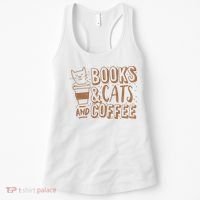 Books Cats And Coffee Lover Women's Tank Top thumb 0