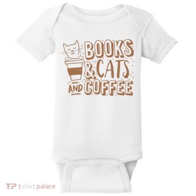 Books Cats And Coffee Lover Baby Bodysuit