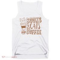 Books Cats And Coffee Lover Tank Top thumb 0