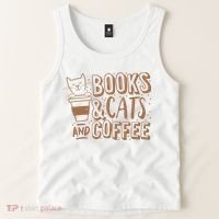 Books Cats And Coffee Lover Tank Top thumb 2