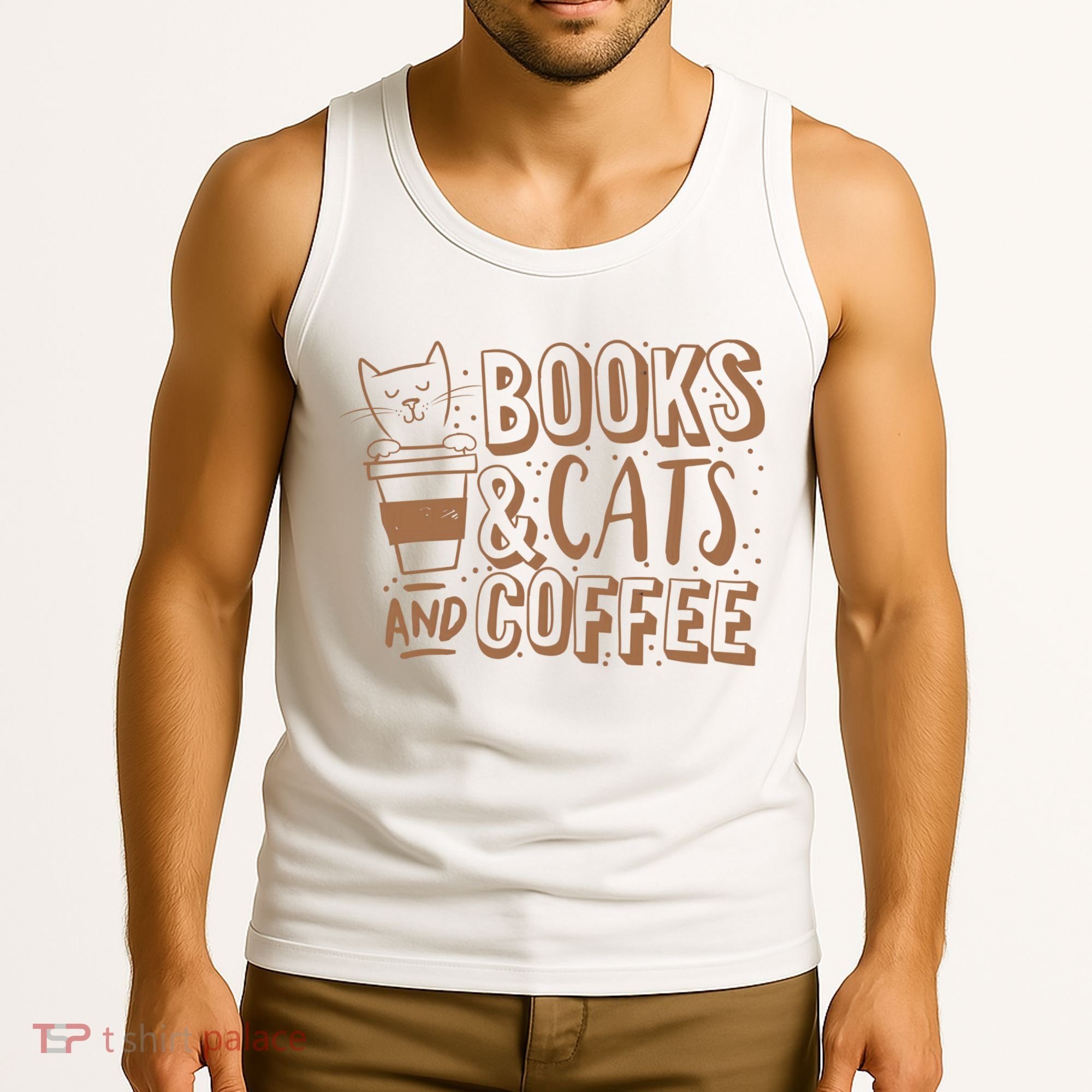 Books Cats And Coffee Lover Tank Top