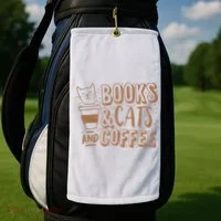 Books Cats And Coffee Lover Golf Towel thumb 2