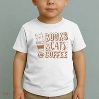 Books Cats And Coffee Lover Toddler T-Shirt thumb 2
