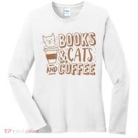 Books Cats And Coffee Lover Women's Long Sleeve Shirt thumb 0