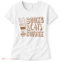 Books Cats And Coffee Lover Women's T-Shirt thumb 0