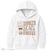 Books Cats And Coffee Lover Kids Hoodie thumb 0