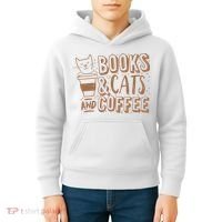 Books Cats And Coffee Lover Kids Hoodie thumb 4