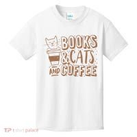 Books Cats And Coffee Lover Kids T-Shirt thumb 0