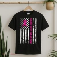 Breast Cancer Awareness Tough Guys Wear Pink American Us Flag Pink Ribbon T-Shirt thumb 2