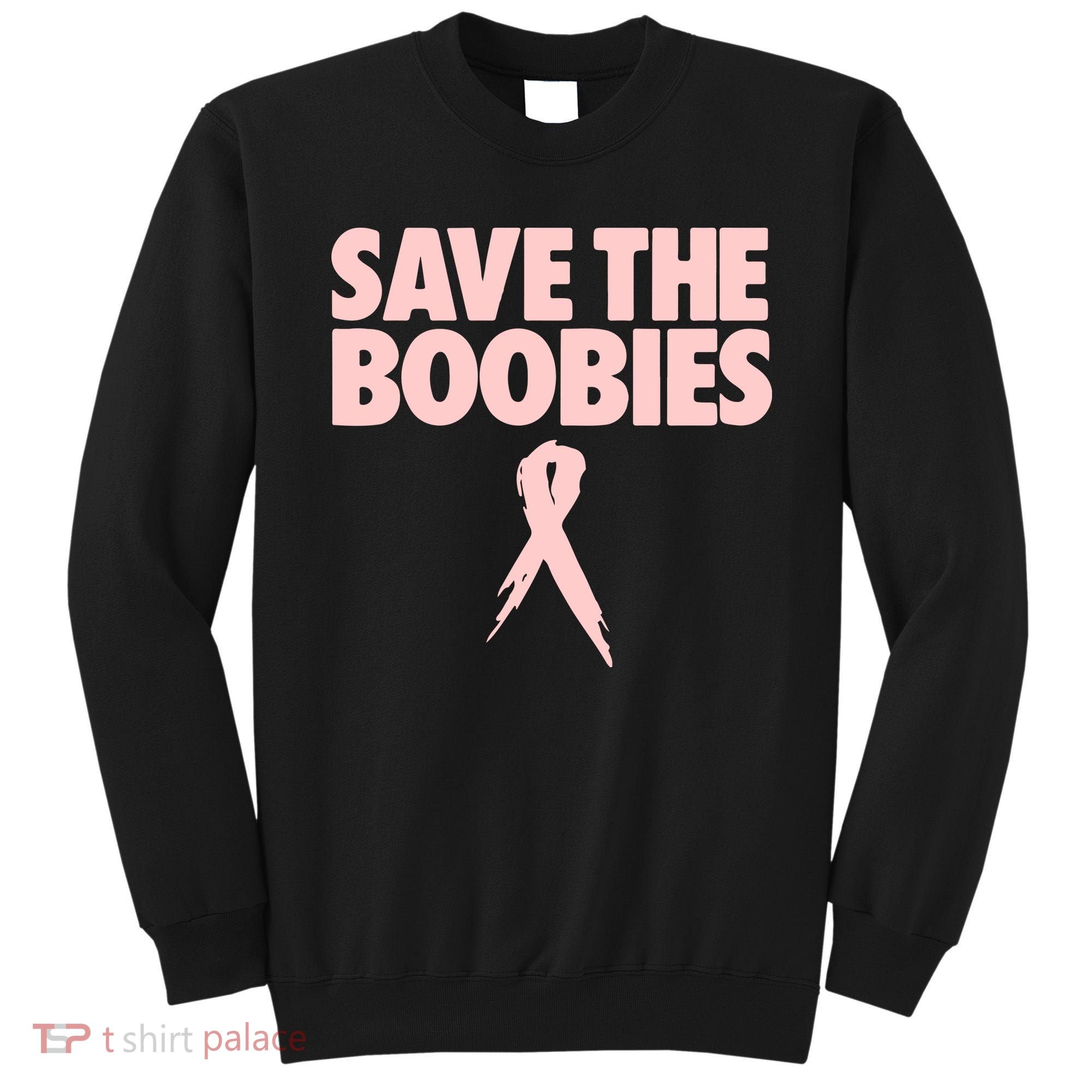 Breast Cancer Awareness SAVE THE BOOBIES Pink Ribbon Halloween Sweatshirt