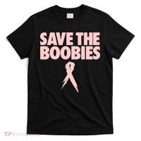 Breast Cancer Awareness SAVE THE BOOBIES Pink Ribbon Halloween T-Shirt thumb 0