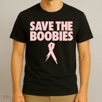 Breast Cancer Awareness SAVE THE BOOBIES Pink Ribbon Halloween T-Shirt thumb 3