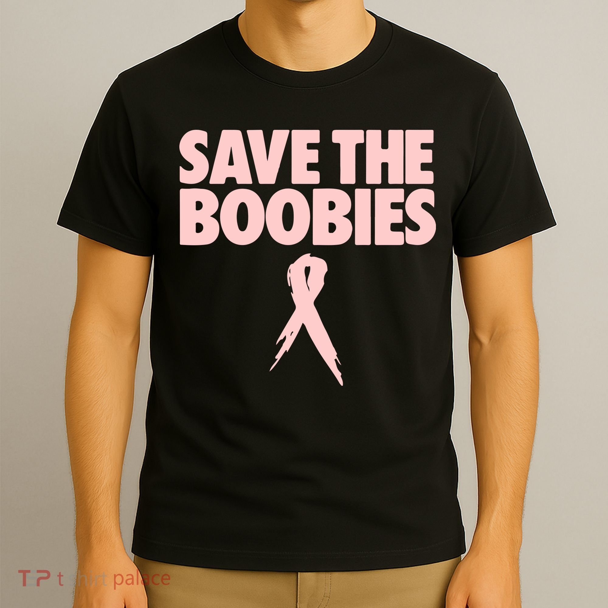 Breast Cancer Awareness SAVE THE BOOBIES Pink Ribbon Halloween T-Shirt