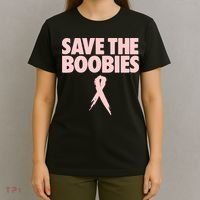 Breast Cancer Awareness SAVE THE BOOBIES Pink Ribbon Halloween T-Shirt thumb 4