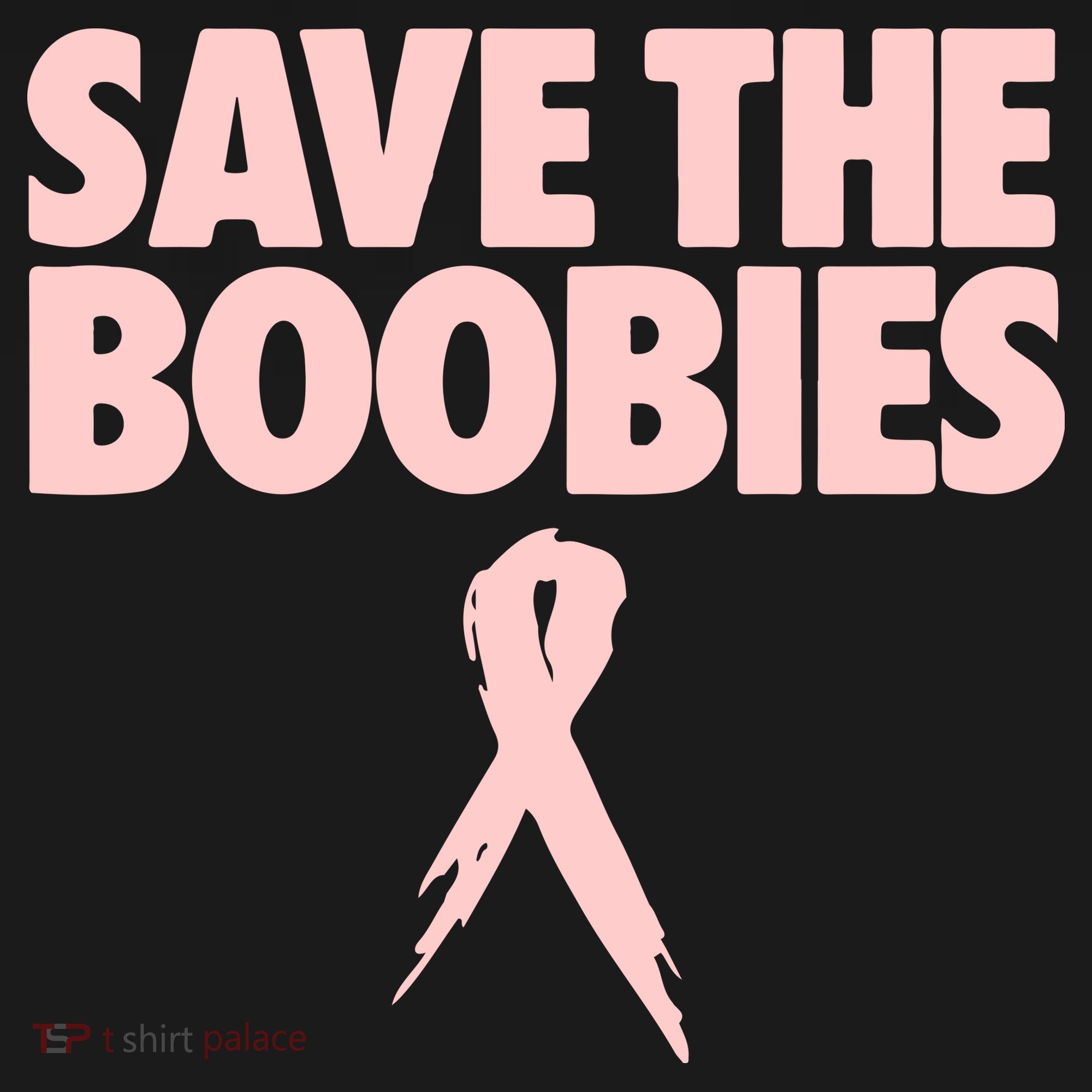 Breast Cancer Awareness SAVE THE BOOBIES Pink Ribbon Halloween T-Shirt