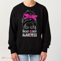 Breast Cancer Awareness Hair Bun Pink Ribbon Women's Sweatshirt thumb 0