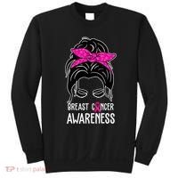 Breast Cancer Awareness Hair Bun Pink Ribbon Sweatshirt thumb 0