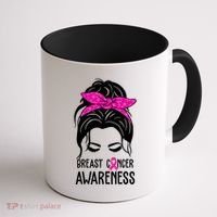 Breast Cancer Awareness Hair Bun Pink Ribbon Coffee Mug thumb 1