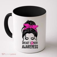 Breast Cancer Awareness Hair Bun Pink Ribbon Coffee Mug thumb 0