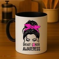 Breast Cancer Awareness Hair Bun Pink Ribbon Coffee Mug thumb 4