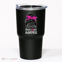 Breast Cancer Awareness Hair Bun Pink Ribbon Tumbler thumb 0