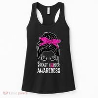 Breast Cancer Awareness Hair Bun Pink Ribbon Women's Tank Top thumb 0