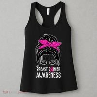 Breast Cancer Awareness Hair Bun Pink Ribbon Women's Tank Top thumb 3