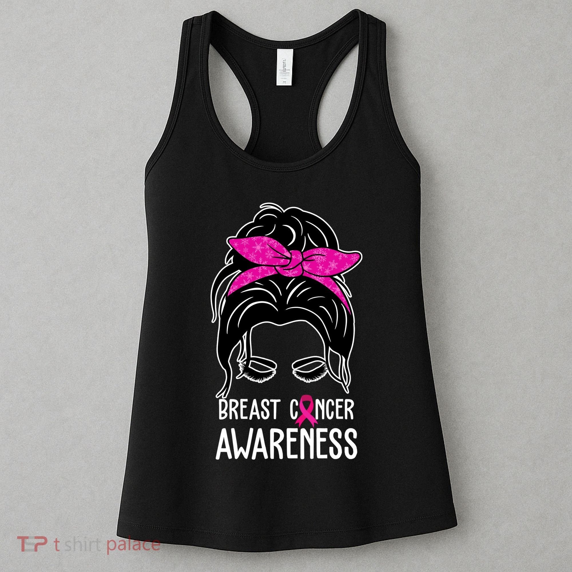 Breast Cancer Awareness Hair Bun Pink Ribbon Women's Tank Top