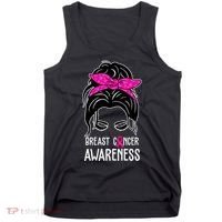 Breast Cancer Awareness Hair Bun Pink Ribbon Tank Top thumb 0