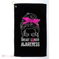 Breast Cancer Awareness Hair Bun Pink Ribbon Golf Towel thumb 0