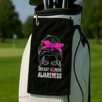 Breast Cancer Awareness Hair Bun Pink Ribbon Golf Towel thumb 2