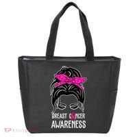 Breast Cancer Awareness Hair Bun Pink Ribbon Tote Bag thumb 0