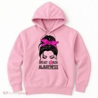 Breast Cancer Awareness Hair Bun Pink Ribbon Hoodie thumb 0