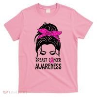 Breast Cancer Awareness Hair Bun Pink Ribbon T-Shirt thumb 0