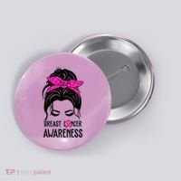 Breast Cancer Awareness Hair Bun Pink Ribbon Button thumb 0