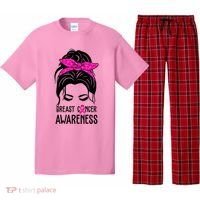 Breast Cancer Awareness Hair Bun Pink Ribbon Pajama Set thumb 0