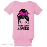 Breast Cancer Awareness Hair Bun Pink Ribbon Baby Bodysuit thumb 0